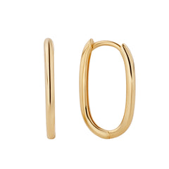 18ct Yellow Gold Large Paperclip Hoop Earrings