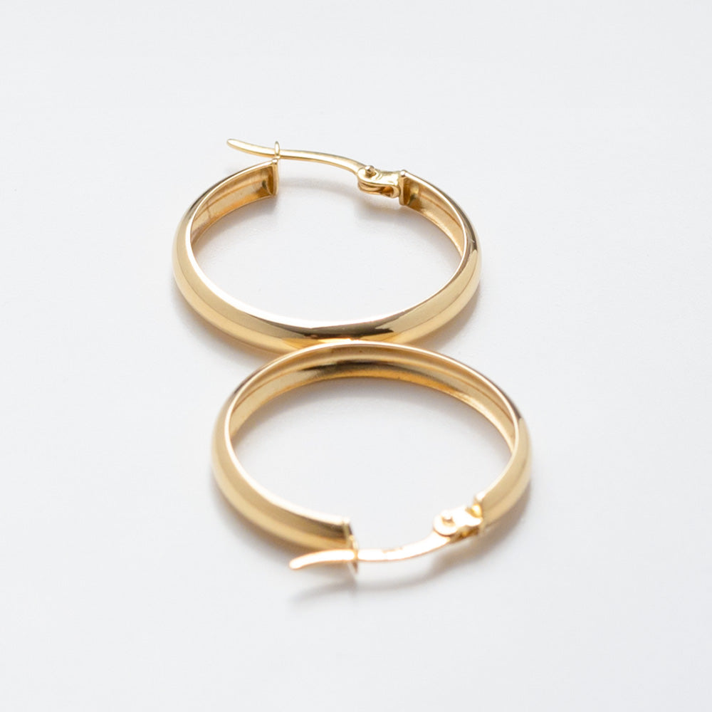 18ct Solid Gold Large Thin Gold Hoop Earrings