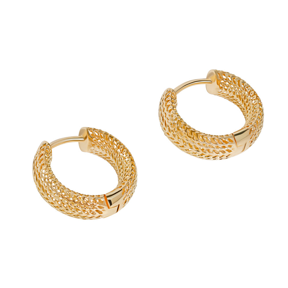 18ct Solid Gold Net Hoop Earrings