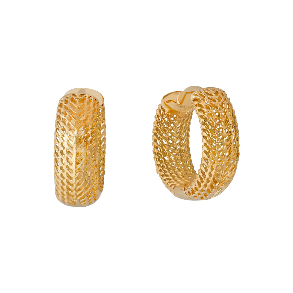 18ct Solid Gold Net Hoop Earrings
