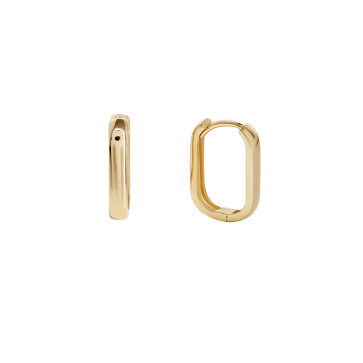 Small Block Gold Hoop Earrings