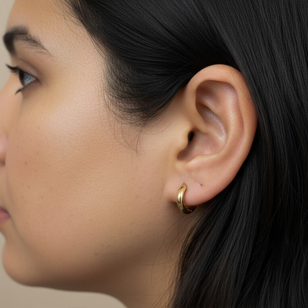 18ct Solid Yellow Gold 15mm Hoop Earrings
