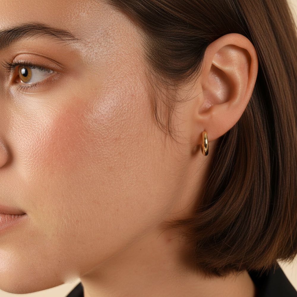 18ct Solid Yellow Gold 15mm Hoop Earrings
