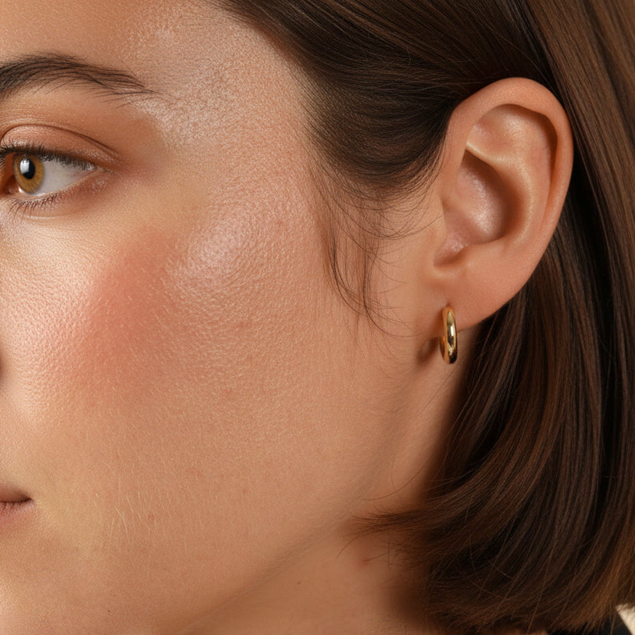 18ct Solid Yellow Gold 15mm Hoop Earrings
