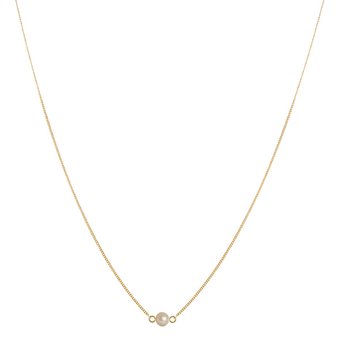 18ct Solid Yellow Gold Curb Pearl Necklace