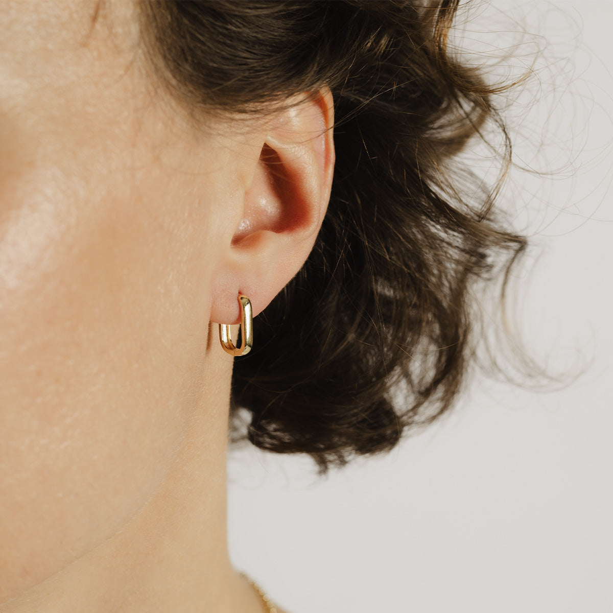 Small Block Gold Hoop Earrings