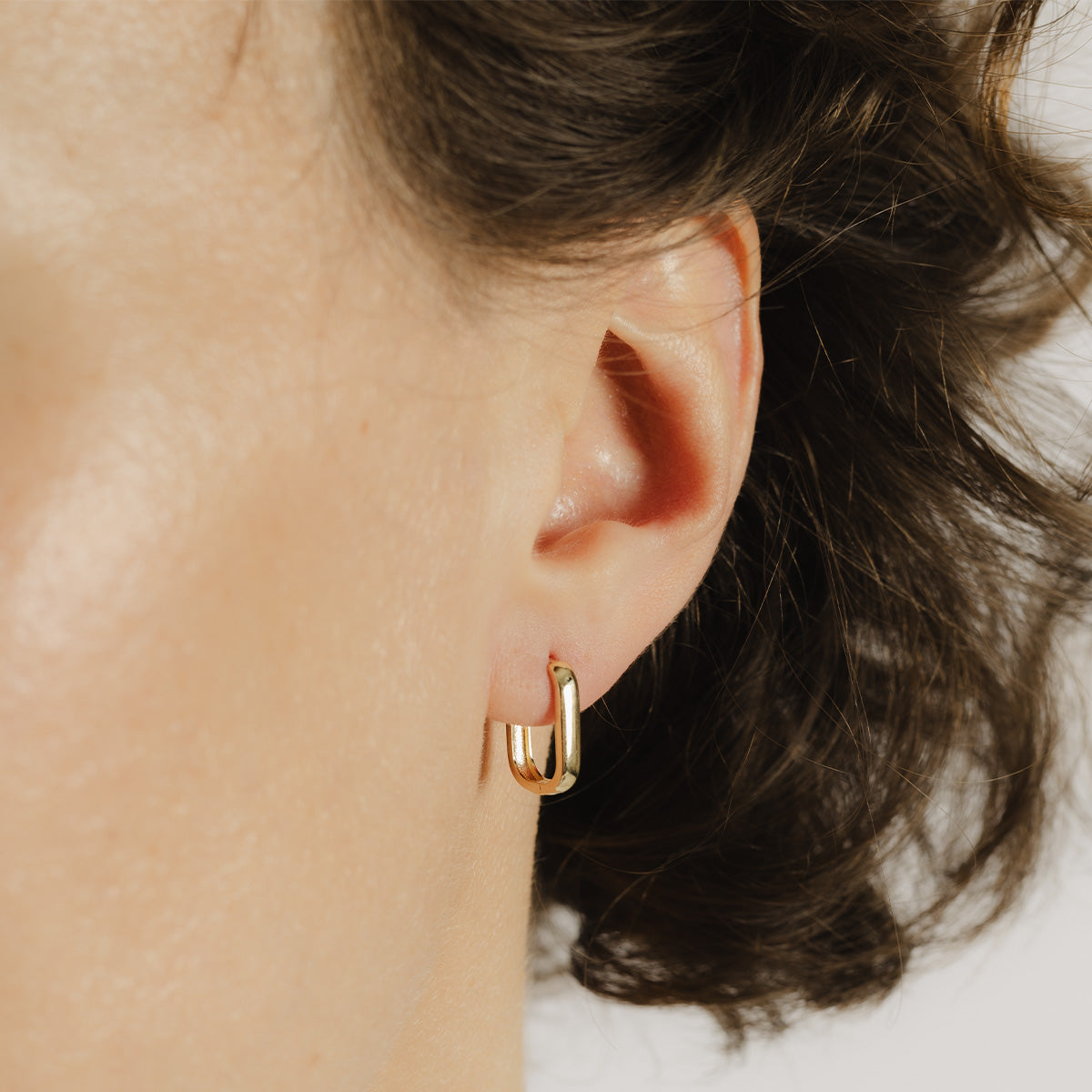 Small Block Gold Hoop Earrings