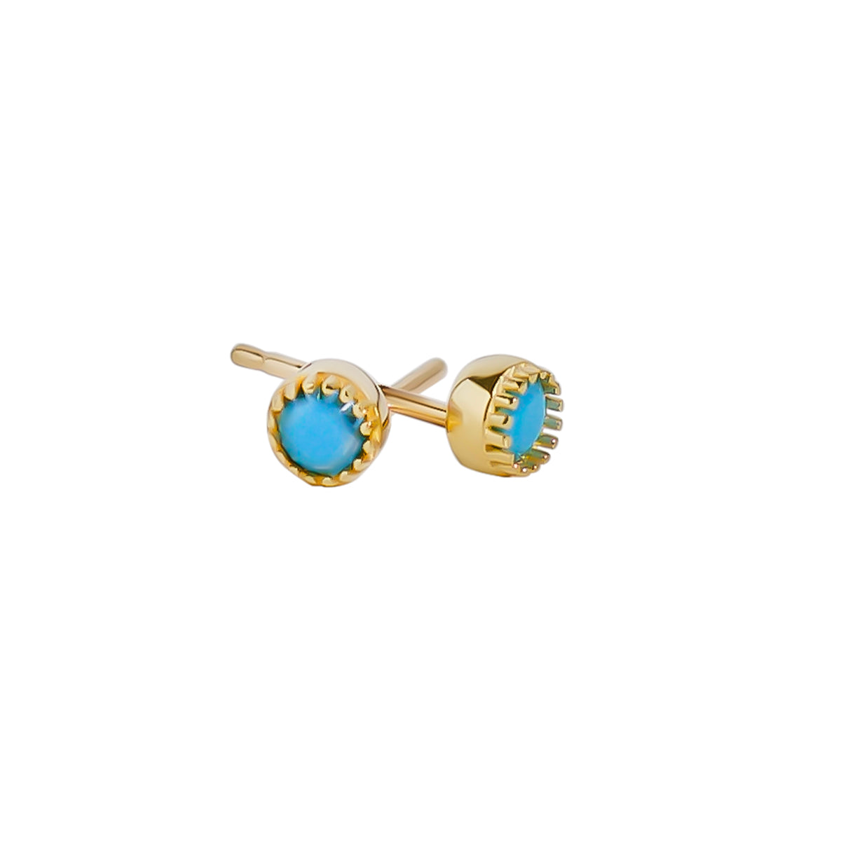 18ct Yellow Gold Turquoise Gemstone Stud Earrings
