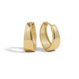 18ct Chunky Curved Gold Hoop Earrings