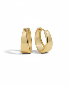 18ct Chunky Curved Gold Hoop Earrings