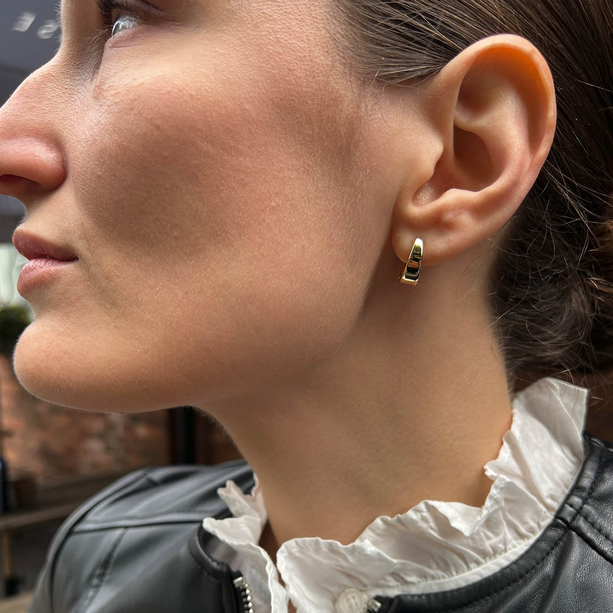 18ct Curved Chunky Hoop Earrings for Women