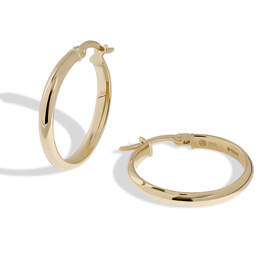 18ct Solid Gold Large Thin Gold Hoop Earrings
