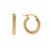 18ct Solid Gold Rope Hoop Earrings
