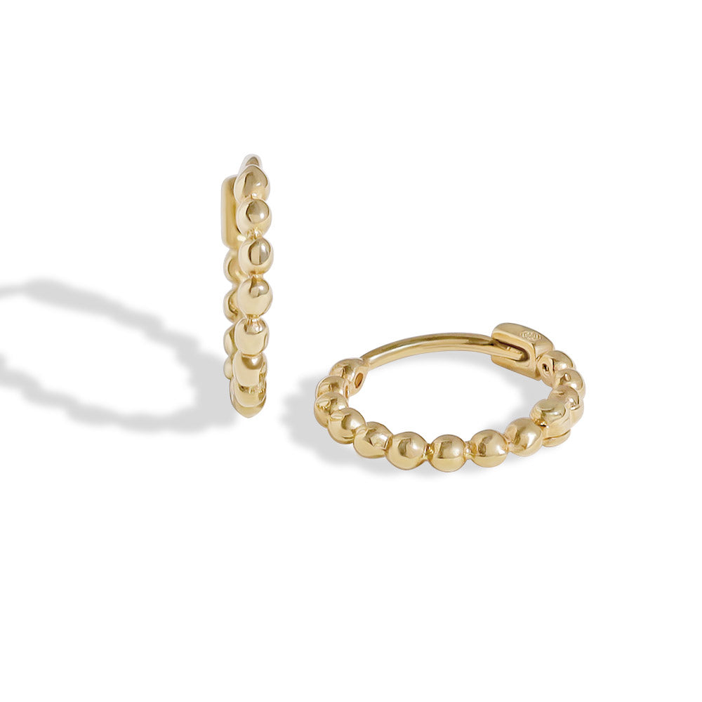 18ct Solid Gold Small Beaded Bubble Hoop Earrings