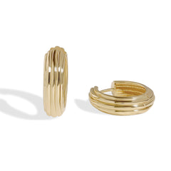 18ct Solid Gold Bold Line Hoop Earrings