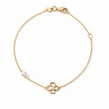 18ct Yellow Gold Clover Pearl Chain Bracelet