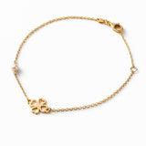 18ct Yellow Gold Clover Pearl Chain Bracelet