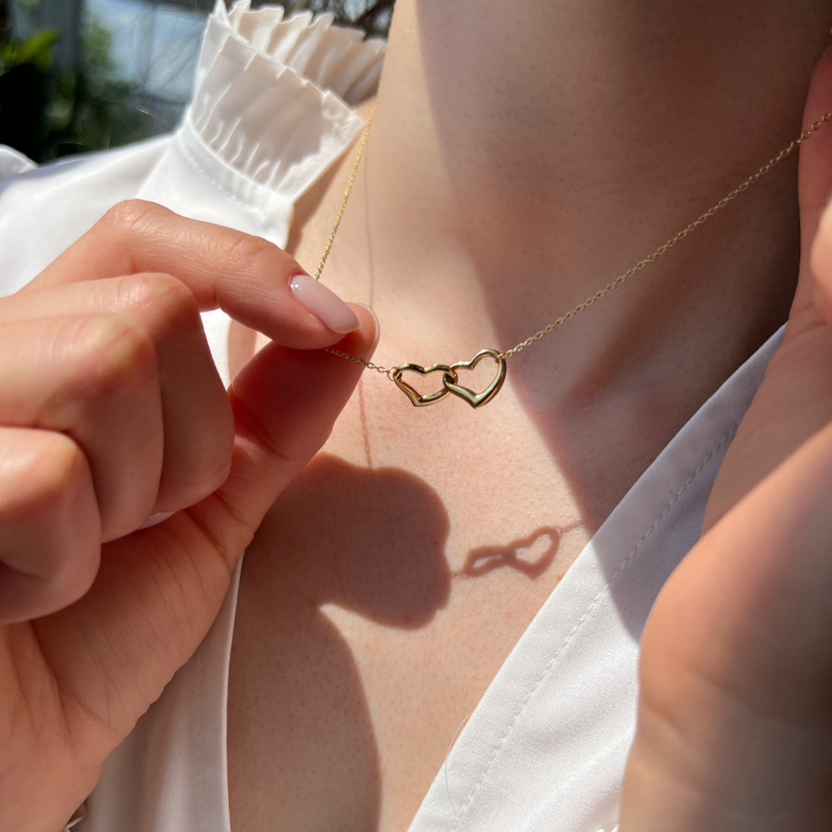 18ct Yellow Gold Double Heart Necklace