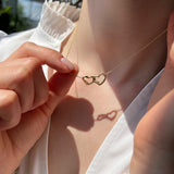 18ct Yellow Gold Double Heart Necklace