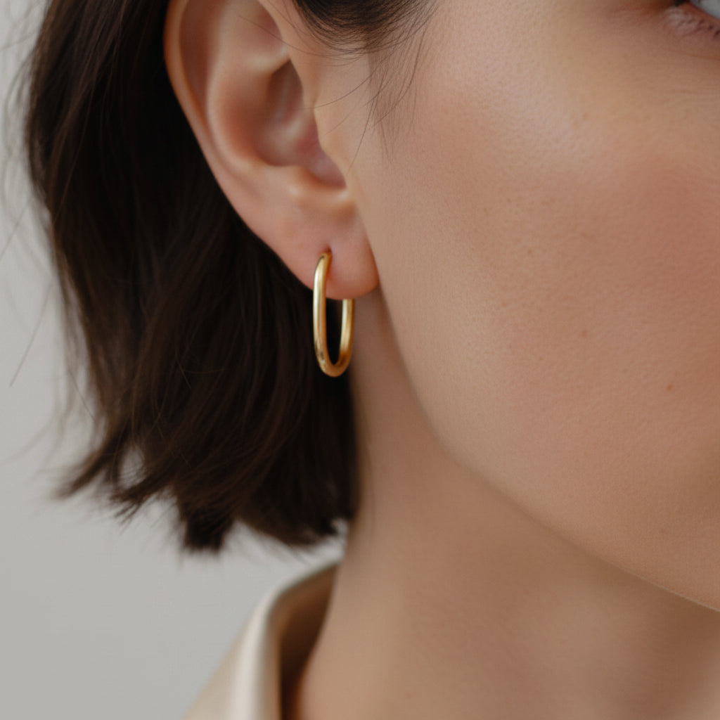 18ct Yellow Gold Large Paperclip Hoop Earrings