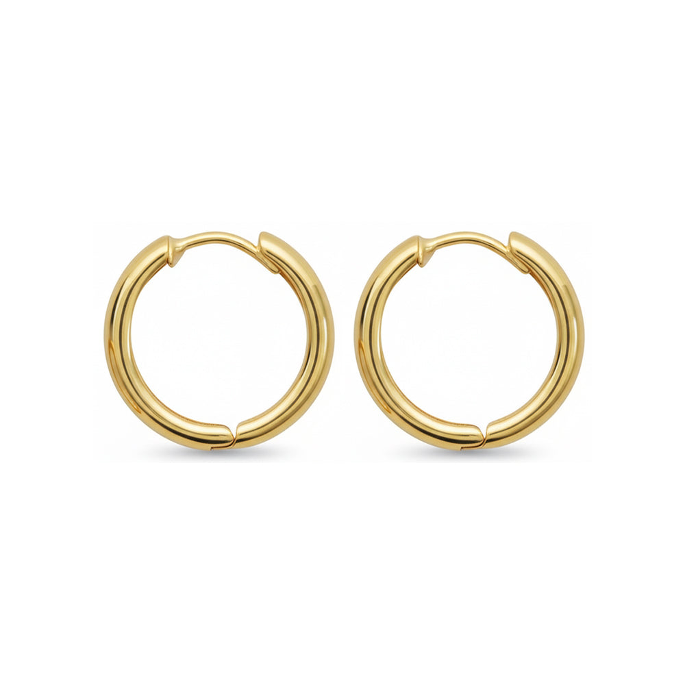 18ct Solid Yellow Gold 15mm Hoop Earrings