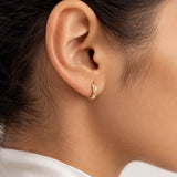 18ct Solid Gold Criss Huggies Hoop Earrings