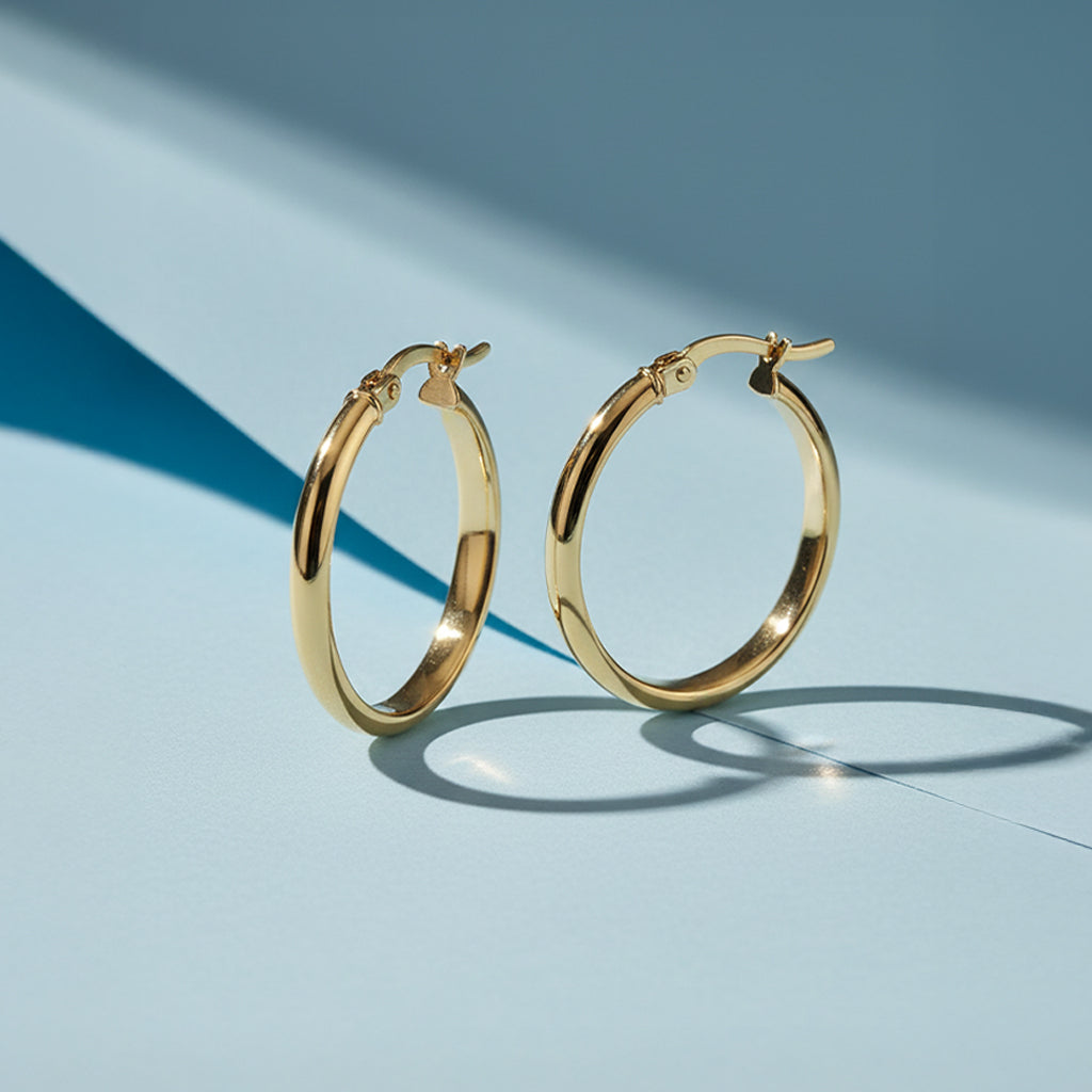 18ct Solid Gold Large Gold Hoop Earrings