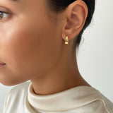 18ct Chunky Curved Gold Hoop Earrings