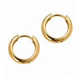 18ct Solid Gold Criss Huggies Hoop Earrings