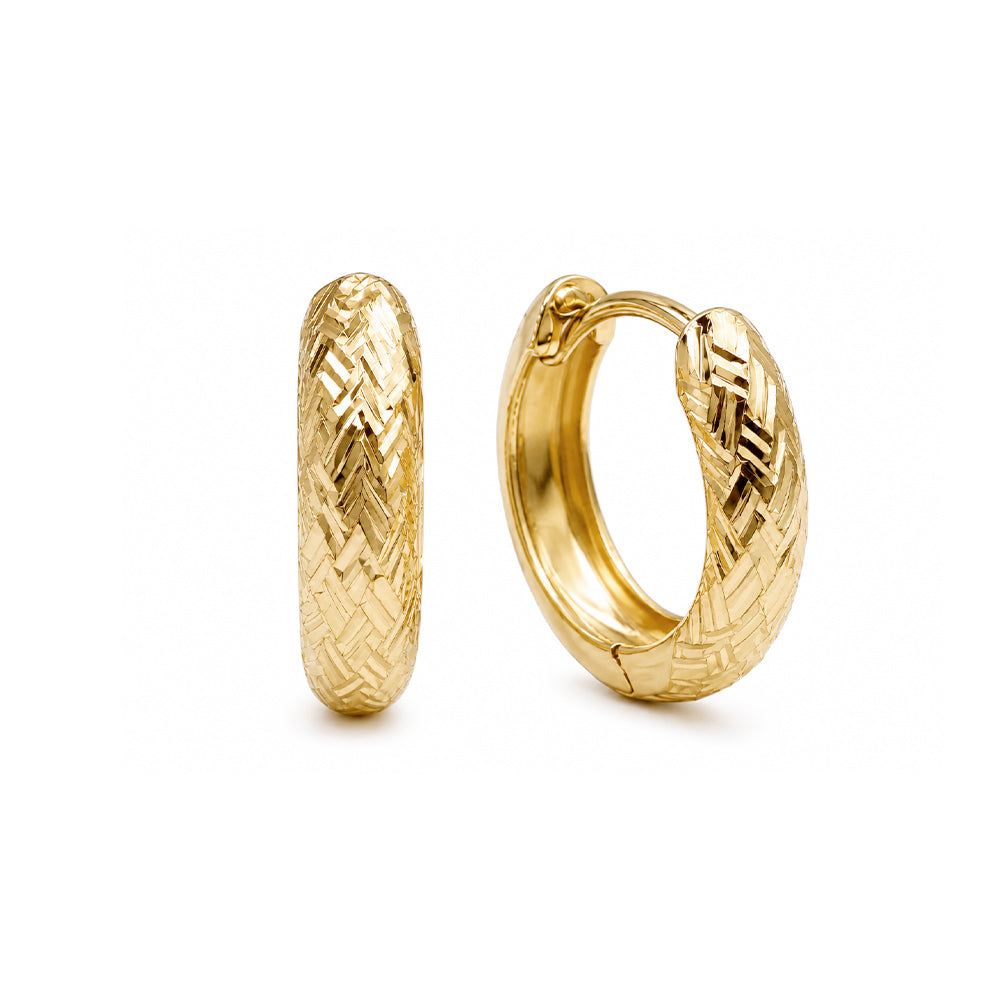 18ct Solid Gold Criss Huggies Hoop Earrings