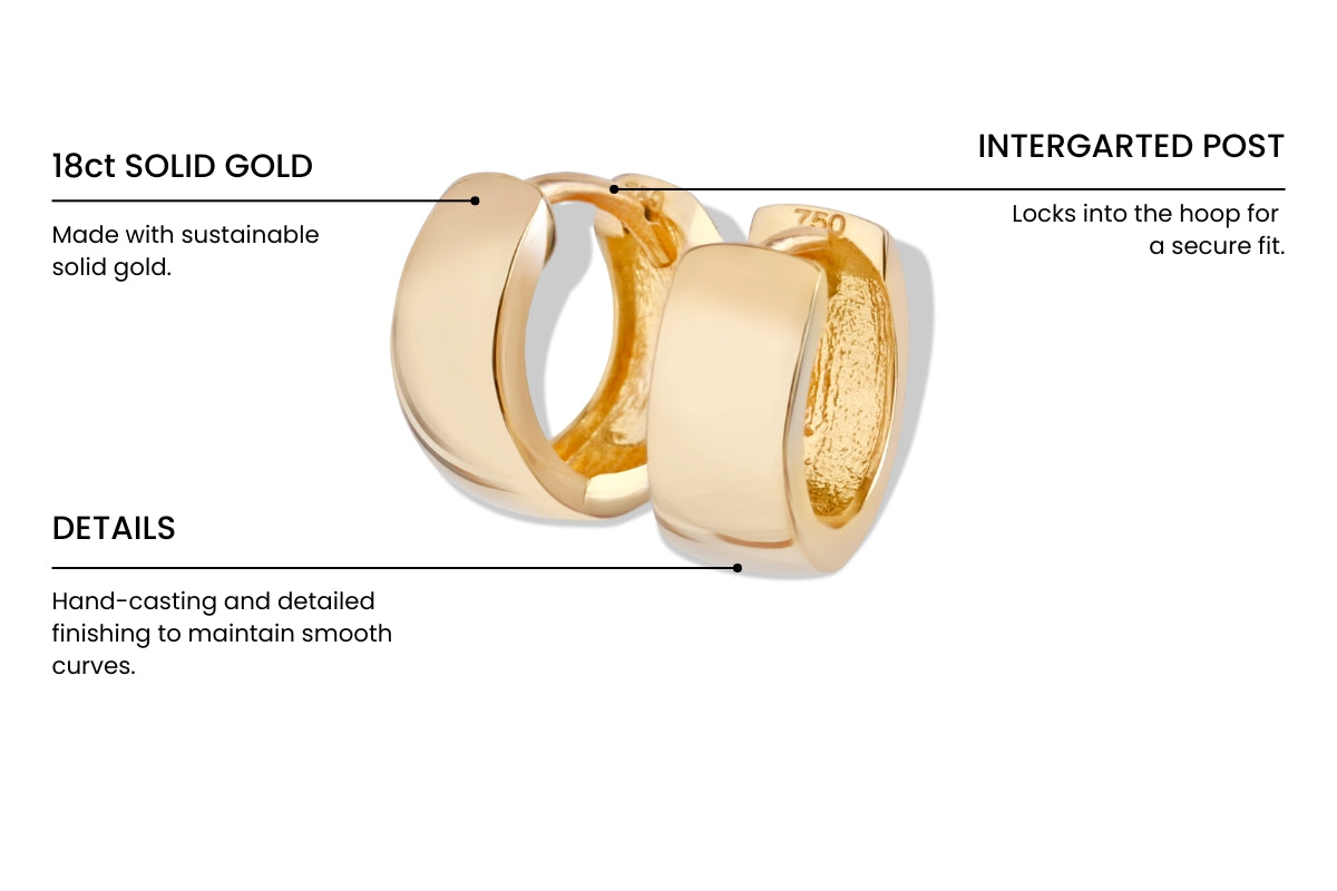 18ct Yellow Gold Small Huggie Hoop Earrings