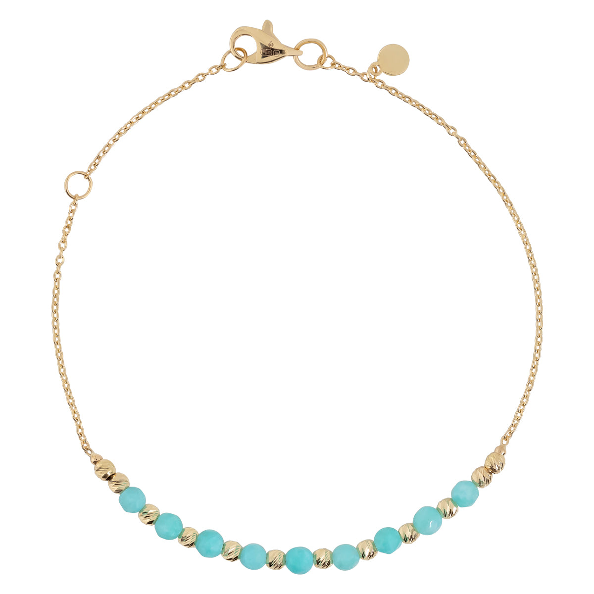 18ct Solid Gold Turquoise Bead Bracelet