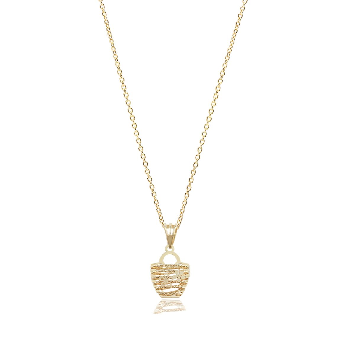 Flower Basket 18ct Yellow Gold Pendant