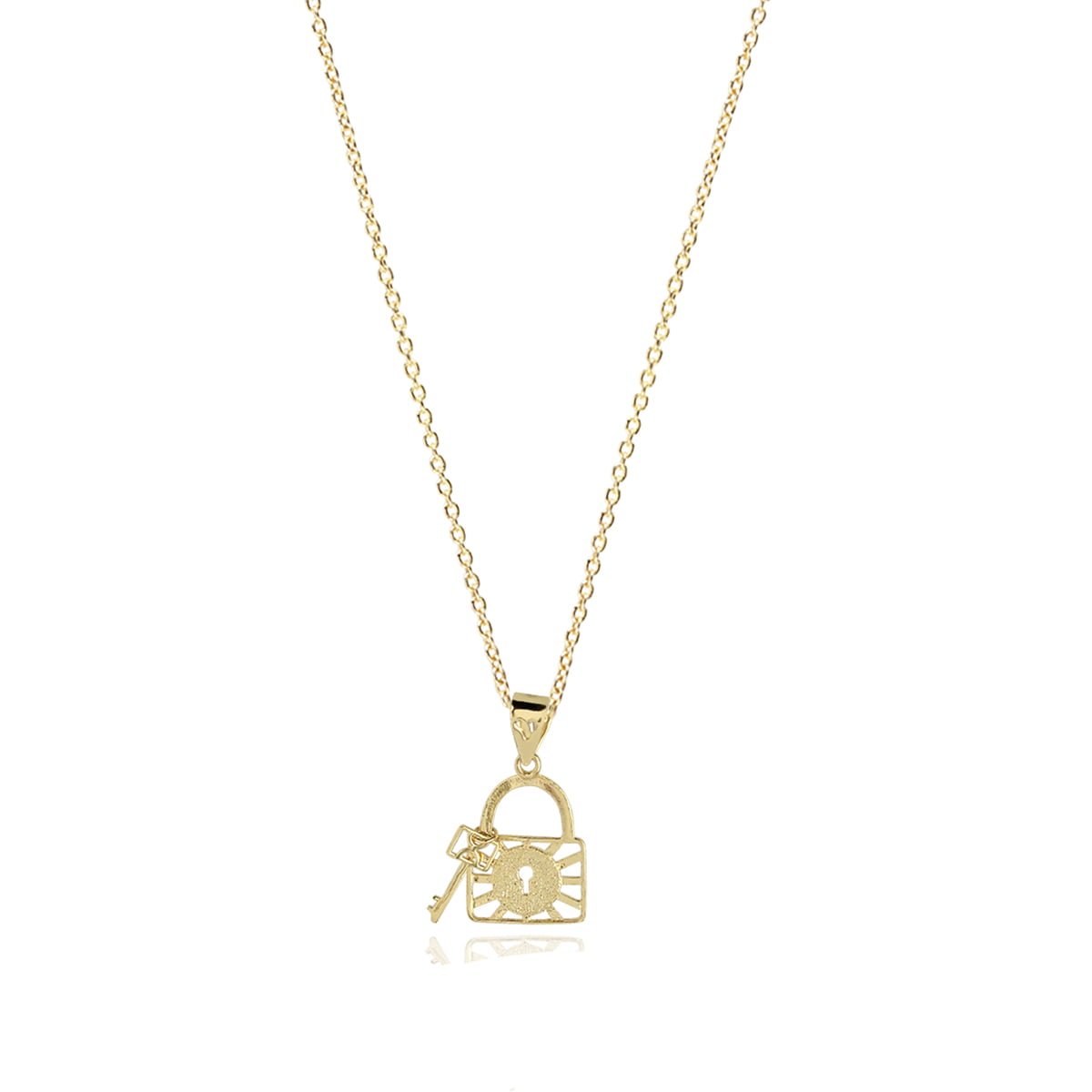 Noemi Lock & Key 18ct Gold Pendant Charm On A Gold Chain