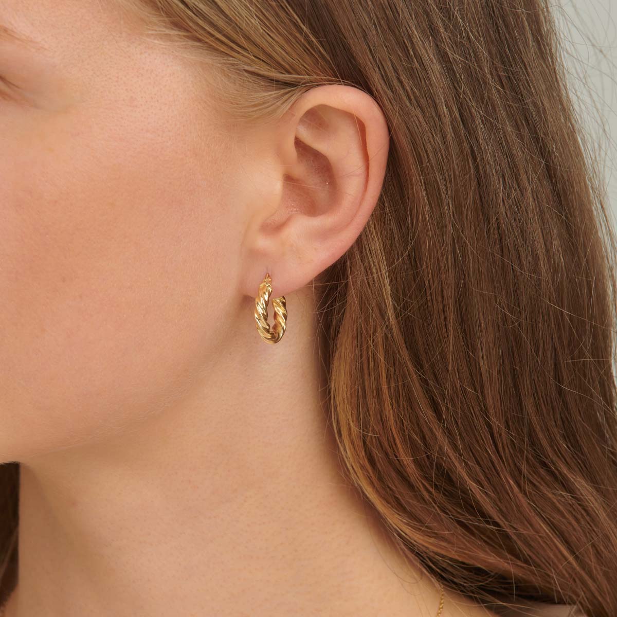 18ct Gold Croissant Dome Hoop Earrings