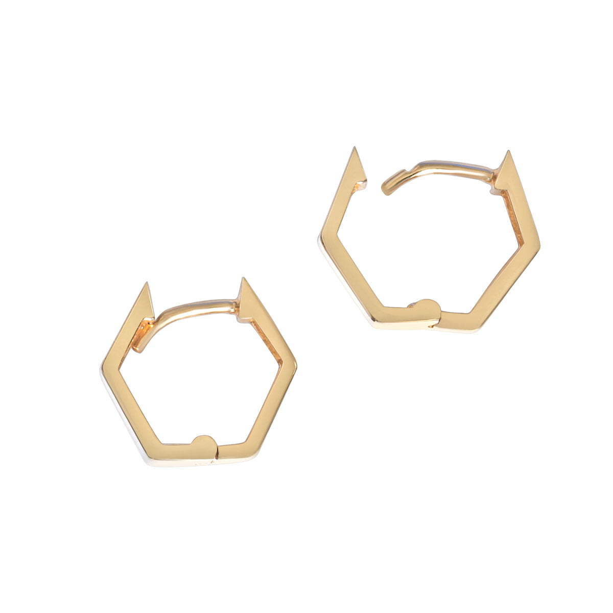 18ct Yellow Gold Hexagon Hoop Earrings