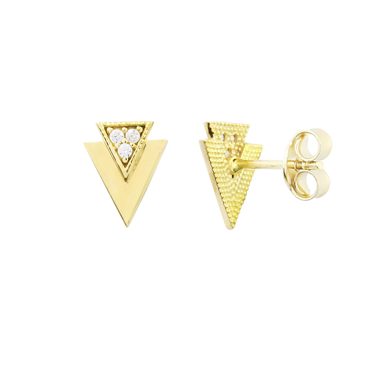 18ct Gold Triangle Earrings For Women