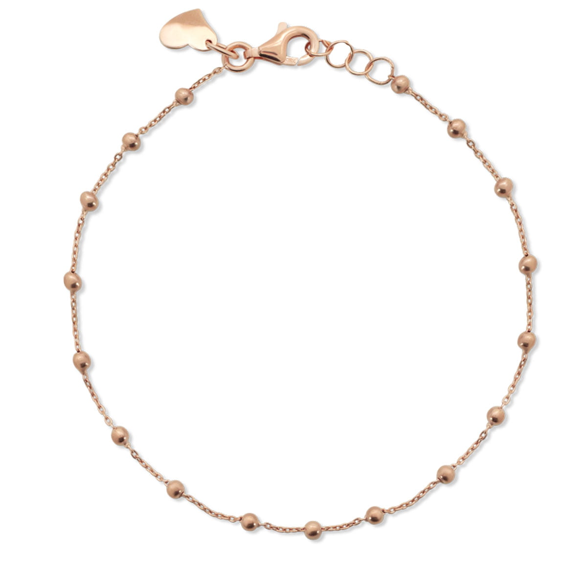 18ct Rose Gold Fine Beaded Chain Bracelet