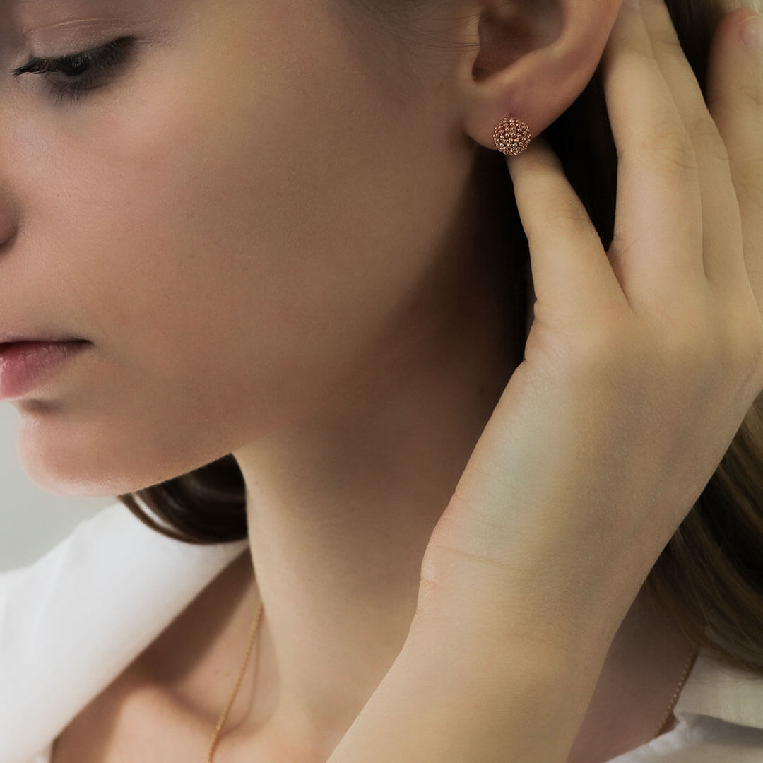 18ct Rose Gold Ball Stud Earrings