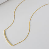 18ct Solid Gold Curved Bar 18inch Chain Necklace