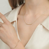 18ct Solid Gold Curved Bar Chain Necklace in Yellow Gold
