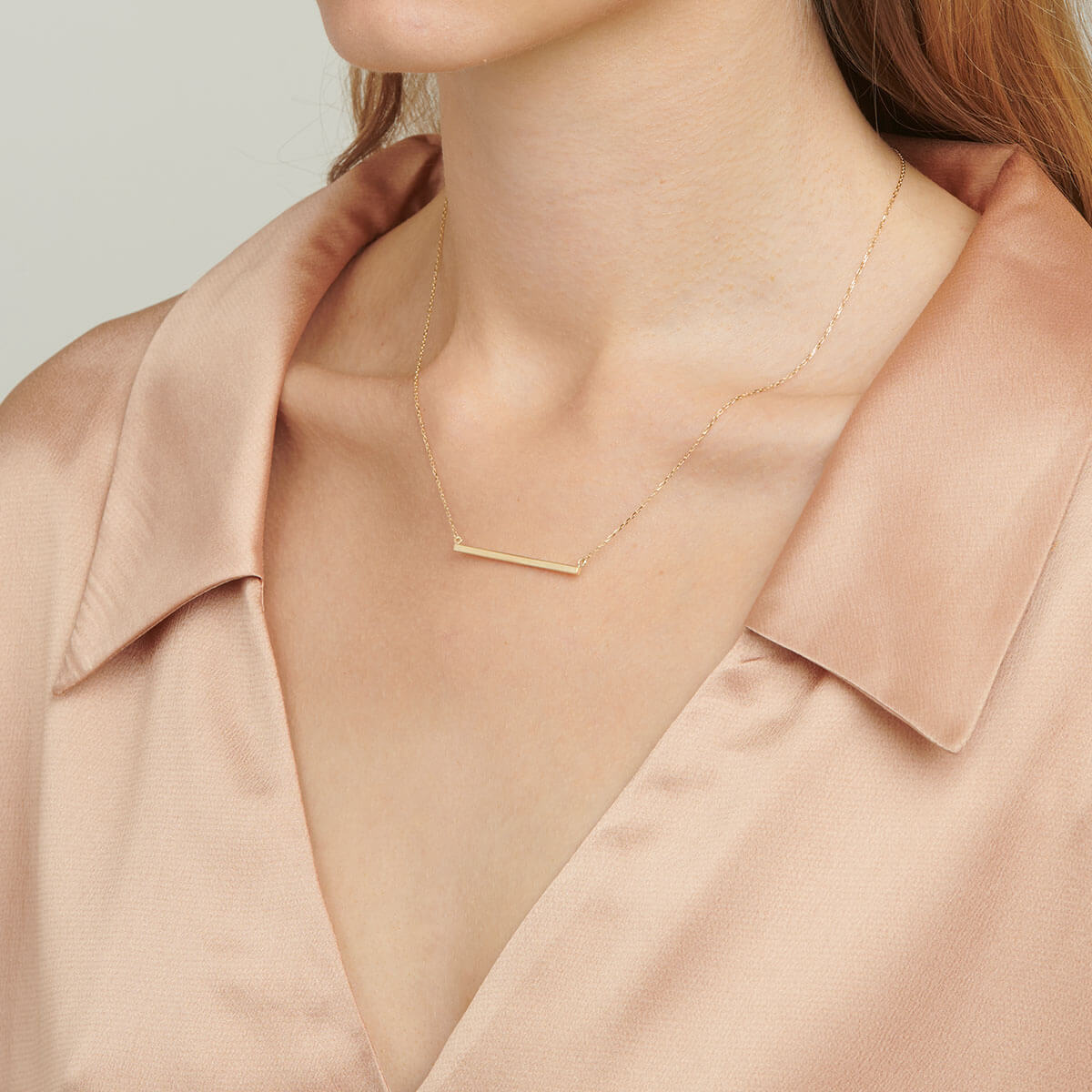 18ct Solid Gold Pendant T Bar Chain Necklace
