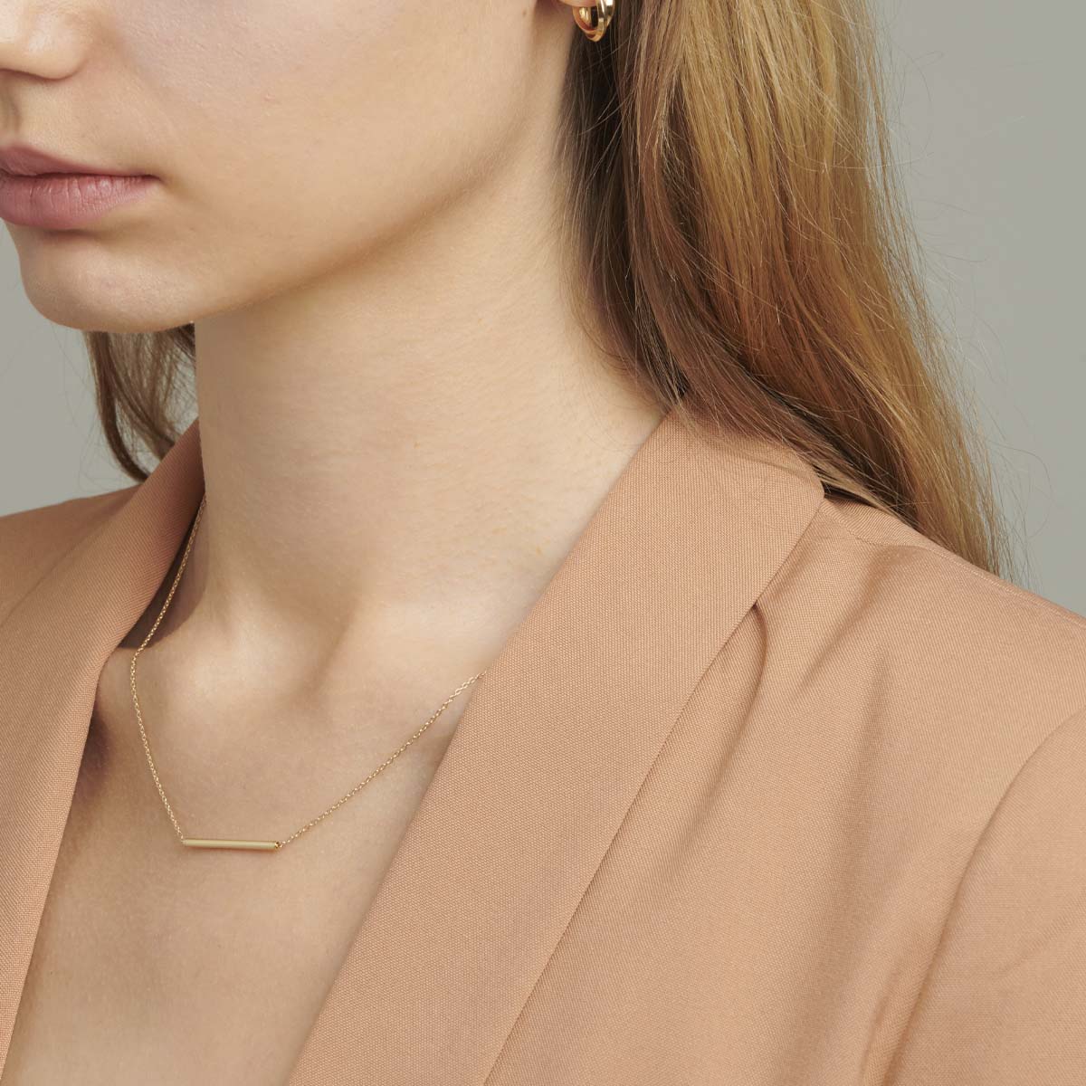 18ct Solid Gold T Bar Necklace 18inch