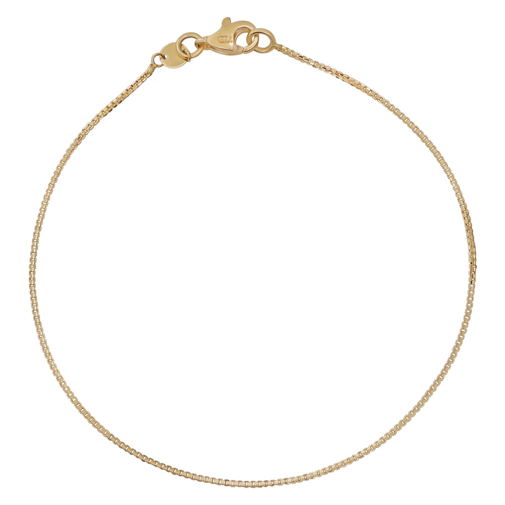 18ct Solid Gold Thin Box Chain Bracelet