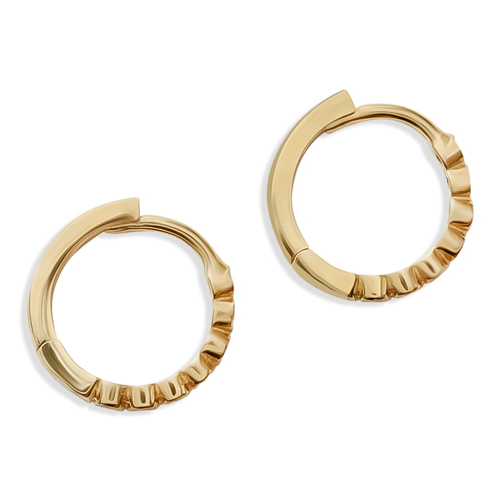 18ct Solid Yellow Gold 12mm Huggies Hoop earrings Auric Jewellery - UK
