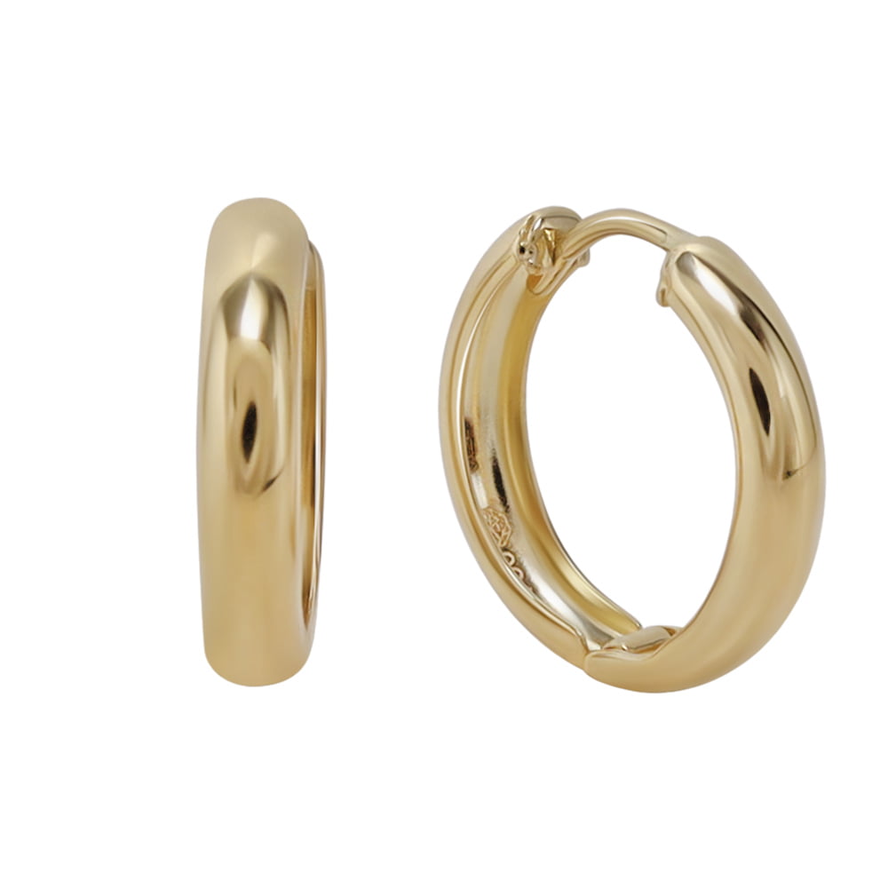 18ct Solid Yellow Gold 15mm Hoop Earrings