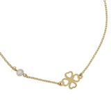 18ct Yellow Gold Clover Pearl Chain Bracelet