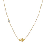 18ct Solid Yellow Gold Clover Pearl Necklace
