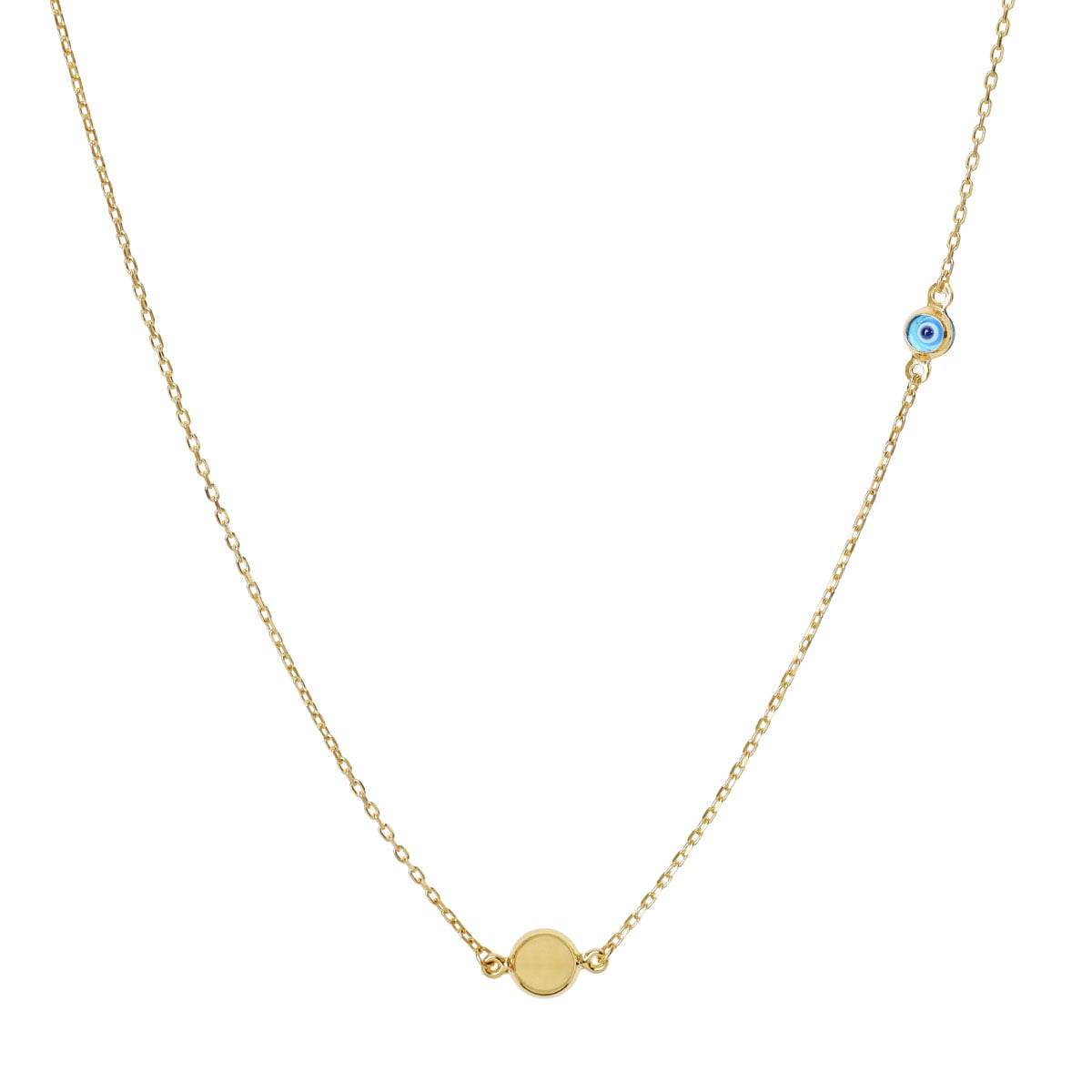 18ct Solid Yellow Gold Evil Eye Chain Necklace