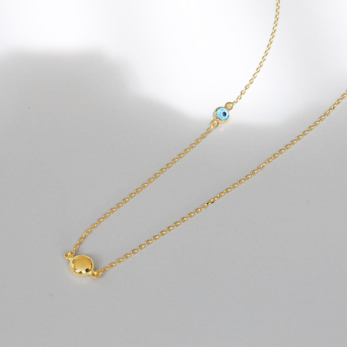 18ct Solid Yellow Gold Evil Eye Necklace